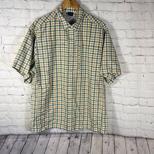 Vertx Snap Shirt Mens Large Green Plaid Button Outdoor Hiking Short Sleeve
